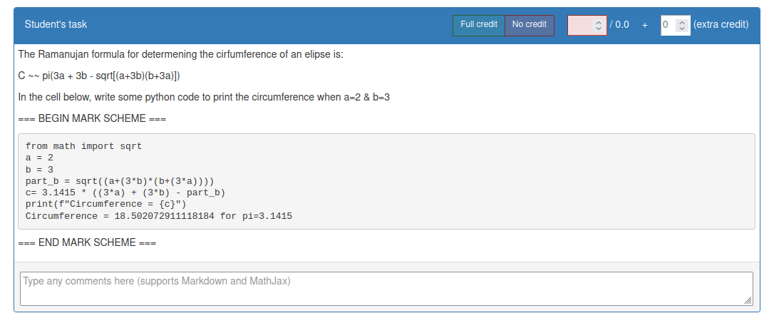 autograded version mark scheme